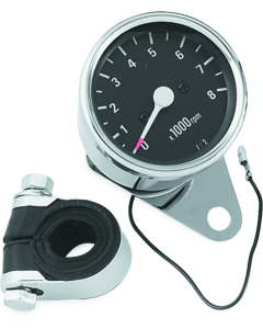 Bikers Choice Big Twin & XL Mechanical Custom Mini Tachometer Black Face 8000 Rpm 2 1/2 Inch - 493316