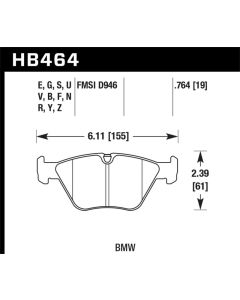 Hawk 01-05 BMW 330Ci 3.0L Base Front ER-1 Brake Pads - HB464D.764