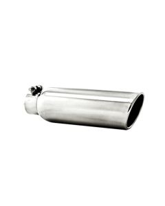 MBRP T304 Stainless Steel 3.5" OD 2.25" Inlet 12" Length Angled Cut Rolled End Clampless-No Weld Exh - T5147