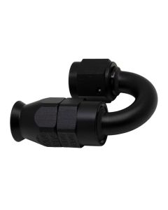 DeatschWerks 6AN Female Swivel 180-Degree Hose End PTFE (Incl Olive Insert) - Anodized Matte Black - 6-02-0853-B