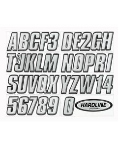 Hardline Boat Lettering Registration Kit 3 in. - 800 Silver/Black - SIBLK800