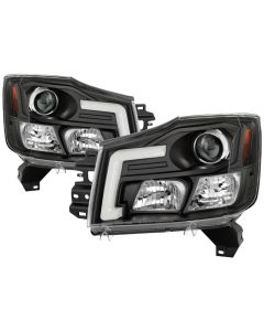 Spyder 04-15 Nissan Titan / 04-07 Nissan Armada V2 Projector Headlights - Black PRO-YD-NTI04-DRL-BK - 5085504