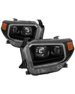 xTune 14-17 Toyota Tundra DRL LED Light Bar Proj Headlights - Black Smoke (PRO-JH-TTU14-LB-BSM) - 9043031