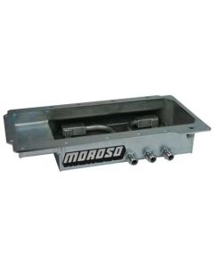 Moroso GM LS (w/Three Left Side Pick Ups) Fabricated Dry Sump 4in Steel Oil Pan - 21155
