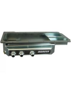 Moroso GM LS (w/Three Right Side Pick Ups) Fabricated Dry Sump 4in Steel Oil Pan - 21156