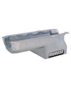 Moroso Pre-85 Chevrolet Small Block (w/Passenger Side Dipstick) Wet Sump 7qt 8in Steel Oil Pan - Blk - 21308