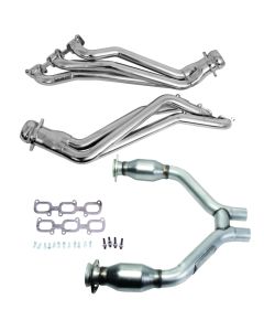 BBK 15-17 Ford Mustang V6 1-3/4 Long Tube Headers w/High Flow Catted H Pipe (Silver Ceramic) - 16424