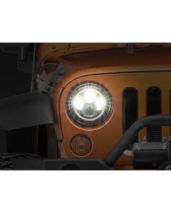 Raxiom 97-18 Jeep Wrangler TJ/JK Axial Halo Headlights w/ DRL Amber Signals- Blk Hsng (Clear Lens) - J108037
