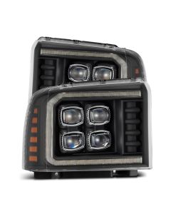 AlphaRex 05-07 Ford F250/350/450/550 Super Duty NOVA LED Proj HL Blk w/Actv Light & Seq Sig + SB DRL - 880319
