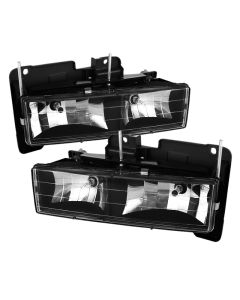 Xtune Chevy Suburban 88-98 Crystal Headlights Black HD-JH-CCK88-BK - 5069443