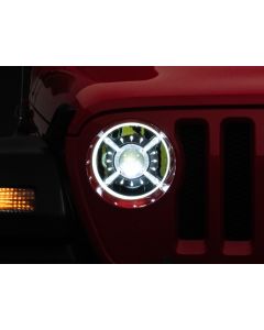 Raxiom 18-22 Jeep Wrangler JL/ JT 9-Inch LED Headlights w/ DRL and Halo- Black Housing (Clear Lens) - J137646