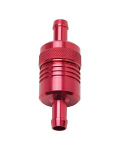 Edelbrock Fuel Filter Aluminum 3In X 01/ 1/8In 3/8In Inlet/Outlet Red - 8139