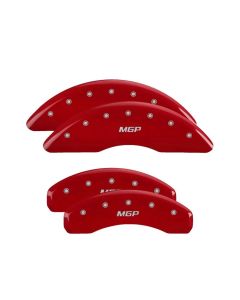 MGP 4 Caliper Covers Engraved Front & Rear MGP Red finish silver ch - 25002SMGPRD