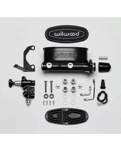 Wilwood HV Tandem M/C Kit w L/H Bracket & Prop Valve - 1 1/8in Bore Black - 261-13270-BK