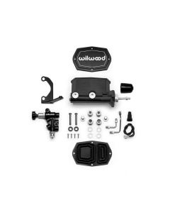 Wilwood Compact Tandem M/C - 1in Bore - w/Bracket and Valve (Pushrod) - Black - 261-14963-BK