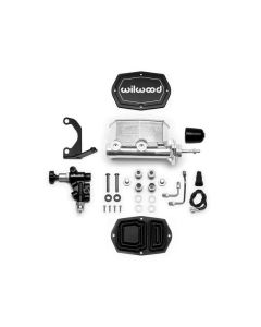 Wilwood Compact Tandem M/C - 1in Bore - w/Bracket and Valve - Ball Burnished - 261-14963-P