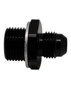 DeatschWerks 6AN Male Flare to M18 X 1.5 Male Metric Adapter (Incl Washer) - Anodized Matte Black - 6-02-0616-B