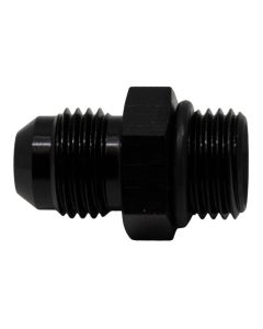 DeatschWerks 6AN ORB Male to 6AN Male Flare Adapter (Incl O-Ring) - Anodized Matte Black - 6-02-0404-B