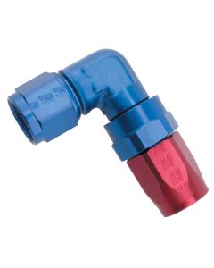 Russell Performance -10 AN Red/Blue 90 Degree Forged Aluminum Swivel Hose End - 613660