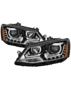 xTune Volkswagen Jetta 11-14 Halogen Model Only DRL Projector Headlights - Black PRO-JH-VJ11-DRL-BK - 9036675