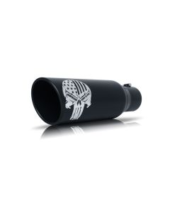 Gibson Patriot Skull Rolled Edge Angle-Cut Tip- 5in OD/2.25-2.5in Inlet/12in Length - Black Ceramic - 76-1003