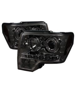 Spyder Ford F150 09-14 Projector Headlights Halogen Model- LED Halo LED Smke PRO-YD-FF15009-HL-SM - 5010254