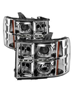 xTune GMC Sierra 1500/2500/3500 07-13 Projector Headlights LED Halo- Chrome PRO-JH-GSIE07-CFB-C - 9032288