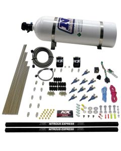 Nitrous Express 10 Cyl Piranha Nozzle Direct Port Nitrous Kit (250-500HP) w/15lb Bottle - 81000EFI-15