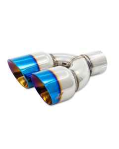 Mishimoto Dual Offset Tips 2.5in Inlet 3in Outlet Slash Cut - Burnt - MMEXH-TIP-FSTBT