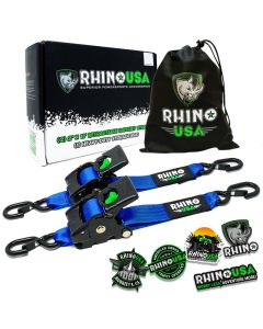 Rhino USA Retractable Ratchet Straps (2Pk 2Inx10Ft) Blue - TD-RSRE2X10-BLU