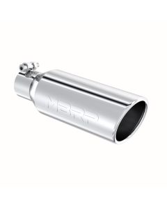 MBRP T304 Stainless Steel 4" OD 2.5" Inlet 12" Length Angled Cut Rolled End Clampless-No Weld Tip- M - T5150