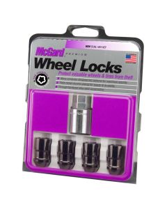 McGard Wheel Lock Nut Set - 4pk. (Cone Seat) M12X1.5 / 19mm & 21mm Dual Hex / 1.46in. Length - Black - 24026