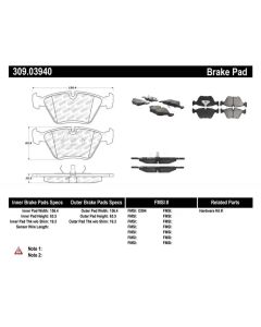 StopTech 95-99 BMW M3 / 01-07 M3 E46 / 89-93 M5 / 98-02 Z3 M series / 93-95 530 Front Brake Pads - 309.03940