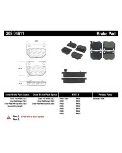 StopTech Sport Brake Pads with Shims Subaru STI Rear 2006-2007 2.5L 4-Cyl- STOP-309.04611