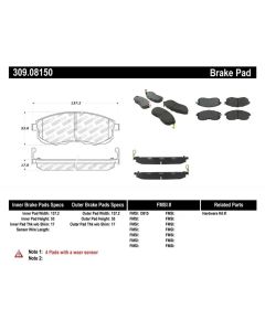 StopTech Performance 02-05 Infiniti G35 / 07-09 Nissan Altima/Sentra / 6/02-05 350Z Front Brake Pa - 309.08150