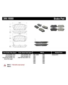 StopTech Sport Brake Pads with Shims/Hardware Mazda RX-8 Rear 2004-2011- STOP-309.10080