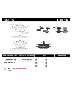 StopTech Sport Brake Pads with Shims/Hardware Front- STOP-309.11110