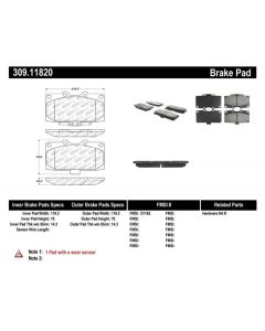 StopTech Sport Brake Pads with Shims/Hardware Subaru STI Front 2006-2007- STOP-309.11820