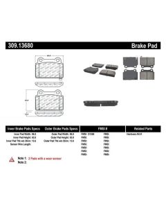 StopTech Sport Brake Pads with Shims/Hardware Mitsubishi Lancer Rear 2008-2015- STOP-309.13680