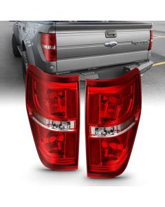 ANZO 2009-2014 Ford F-150 Euro Taillight Red/Clear (W/O Bulb) - 311299