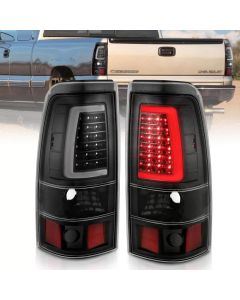 ANZO 1999-2002 Chevy Silverado 1500 LED Taillights Plank Style Black w/Clear Lens - 311330