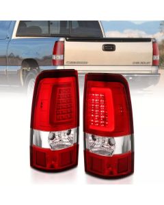 ANZO 2003-2006 Chevy Silverado 1500 LED Taillights Plank Style Chrome With Red/Clear Lens - 311335