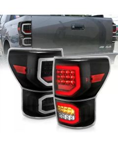 ANZO 2007-2013 Toyota Tundra LED Taillights Plank Style Black w/Clear Lens - 311336