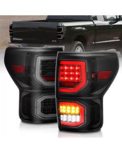 ANZO 2007-2013 Toyota Tundra LED Taillights Plank Style Black w/Smoke Lens - 311337