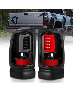 ANZO 1994-2001 Dodge Ram 1500 LED Taillights Plank Style Black w/Clear Lens - 311339