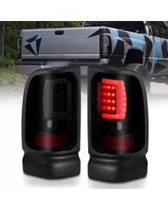 ANZO 1994-2001 Dodge Ram 1500 LED Taillights Plank Style Black w/Smoke Lens - 311340