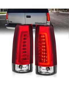 ANZO 1999-2000 Cadillac Escalade LED Taillights Chrome Housing Red/Clear Lens Pair - 311346
