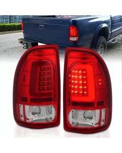 ANZO 1997-2004 Dodge Dakota LED Taillights Chrome Housing Red Lens Pair - 311349