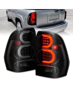 ANZO 2002-2009 Chevrolet Trailblazer LED Tail Lights w/ Light Bar Black Housing Smoke Lens - 311372