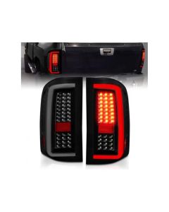 ANZO 2007-2013 Chevrolet Silverado1500/ 2500/ 3500 LED Tail Lights w/ Light Bar Black Housing Smoke - 311381
